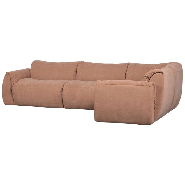 de eekhoorn BAGGY HOEKBANK RECHTS GEWEVEN CHENILLE OUD ROZE