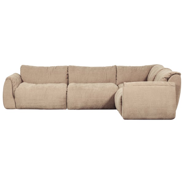 de eekhoorn BAGGY HOEKBANK RECHTS GEWEVEN CHENILLE ZAND