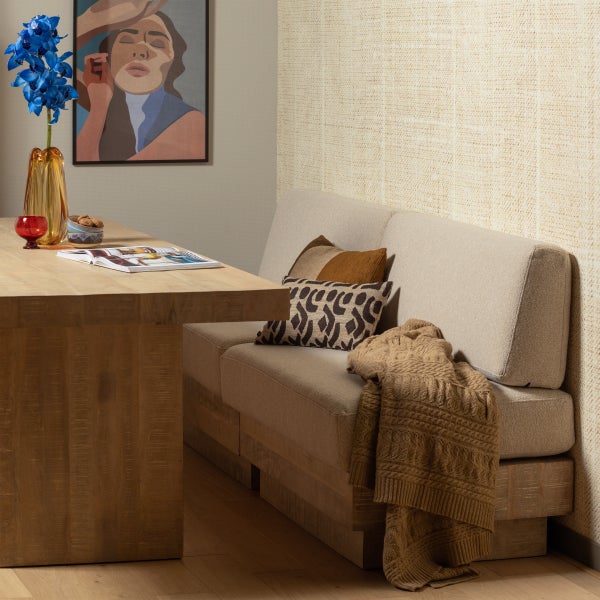 De Eekhoorn BALK MUURBANKJE MANGO INCLUSIEF KUSSENS NATUREL