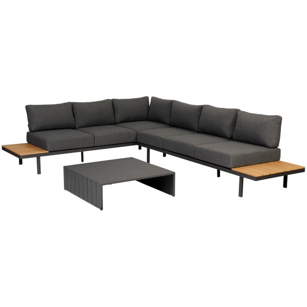 De Eekhoorn BARI LOUNGESET ALUMINIUM POLYWOOD INCL. KUSSENS DONKERGRIJS