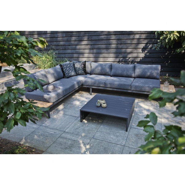 De Eekhoorn BARI LOUNGESET ALUMINIUM POLYWOOD INCL. KUSSENS DONKERGRIJS