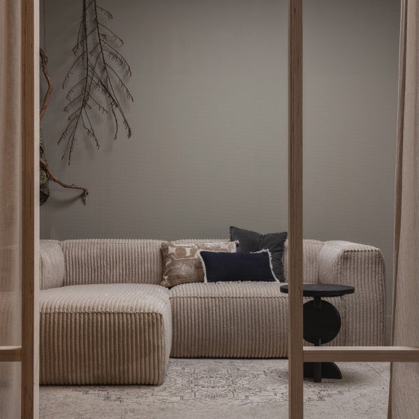 De Eekhoorn BEAN CHAISE LONGUE LINKS RIBSTOF TRAVERTIN