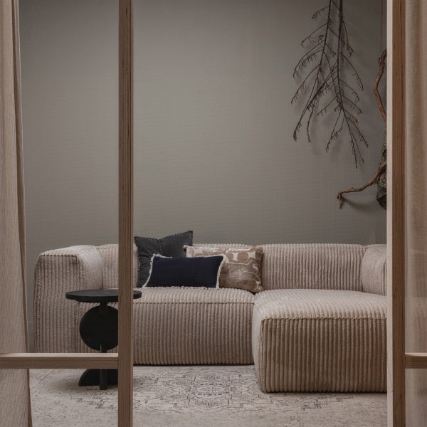 De Eekhoorn BEAN CHAISE LONGUE RECHTS RIBSTOF TRAVERTIN