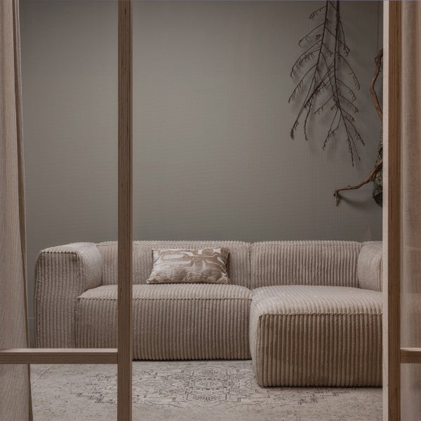 De Eekhoorn BEAN CHAISE LONGUE RECHTS RIBSTOF TRAVERTIN