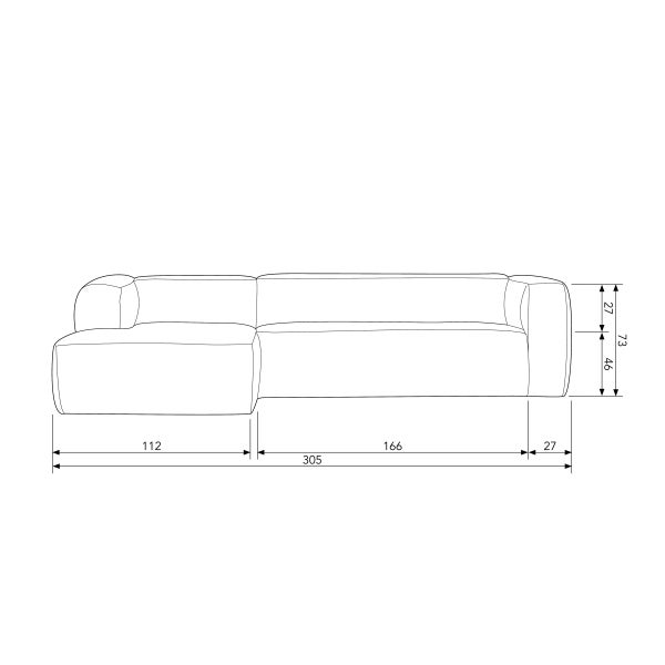De Eekhoorn BEAN HOEKBANK LINKS INCL. KUSSENS DONKERGRIJS MELANGE