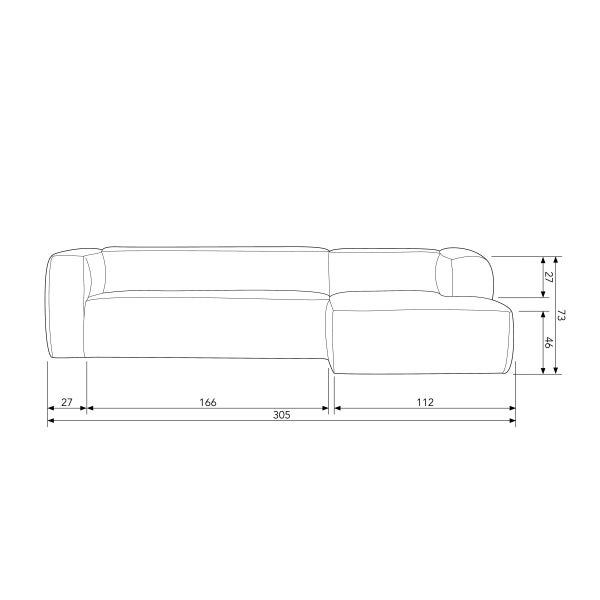 De Eekhoorn BEAN HOEKBANK RECHTS GROVE MELANGE STOF NATUREL