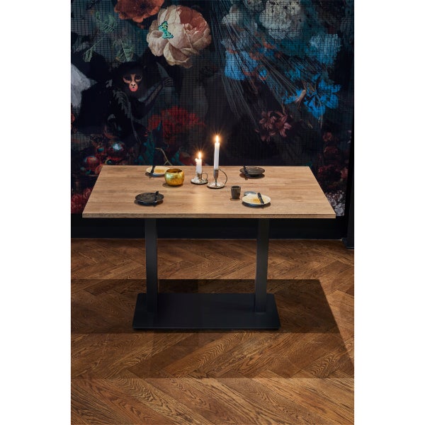 De Eekhoorn BISTRO DUBBELE VIERKANTE BUISVOET METAAL MATZWART 72X80X40CM