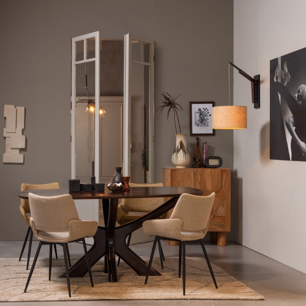 De Eekhoorn BRIDGE EETTAFEL MET KRUISPOOT MANGO HOUT WALNOOT 180X100 CM