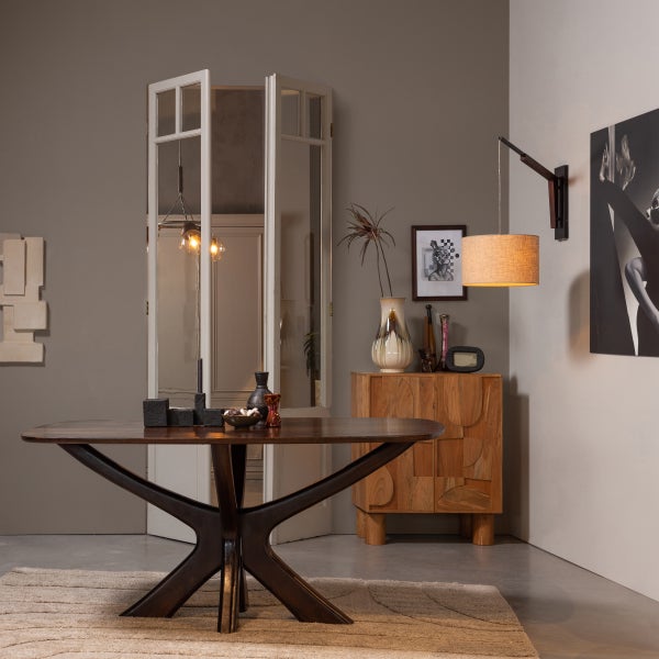 De Eekhoorn BRIDGE EETTAFEL MET KRUISPOOT MANGO HOUT WALNOOT 180X100 CM