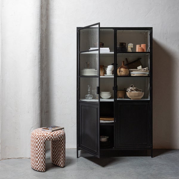 De Eekhoorn CHARLIE GESTOFFEERDE KRUK RUIT DESSIN ORANJE