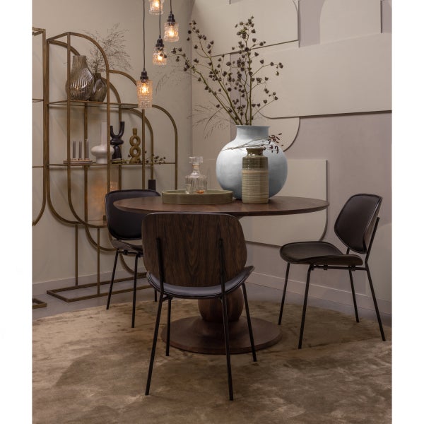 De Eekhoorn CLOSE IN EETKAMERSTOEL LEERLOOK/HOUT ZWART