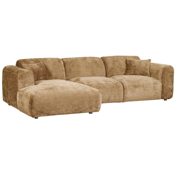 de eekhoorn CLOUD CHAISE LONGUE BANK LINKS CHENILLE HONINGGEEL