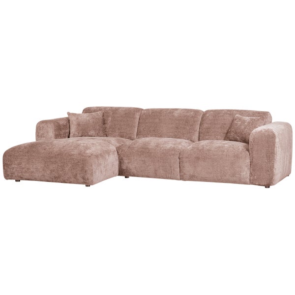 De Eekhoorn CLOUD CHAISE LONGUE BANK LINKS CHENILLE TAUPE/ROZE