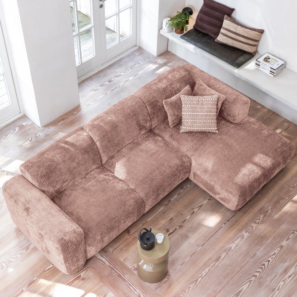 De Eekhoorn CLOUD CHAISE LONGUE BANK LINKS CHENILLE TAUPE/ROZE