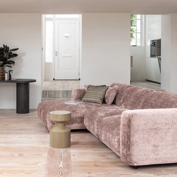 De Eekhoorn CLOUD CHAISE LONGUE BANK LINKS CHENILLE TAUPE/ROZE