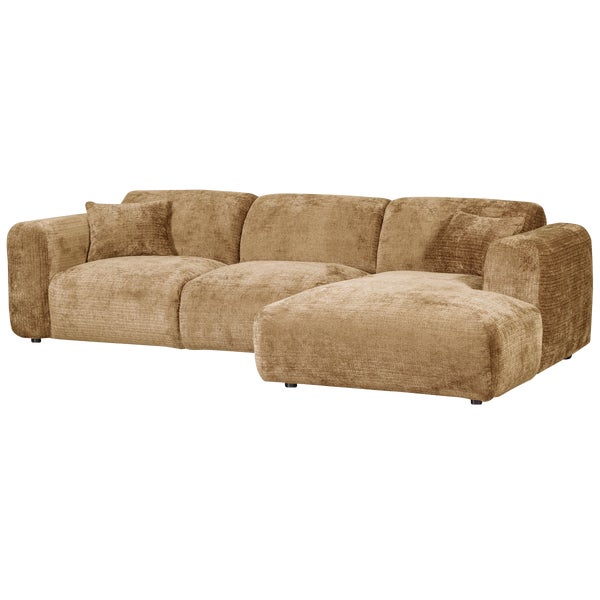 De Eekhoorn CLOUD CHAISE LONGUE BANK RECHTS CHENILLE HONINGGEEL