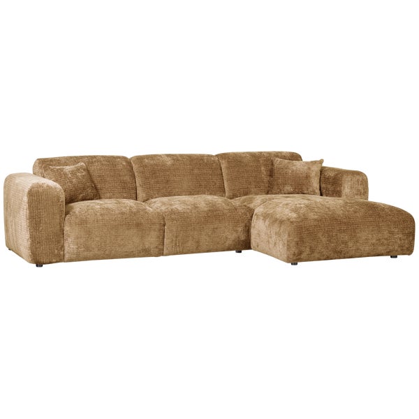 de eekhoorn CLOUD CHAISE LONGUE BANK RECHTS CHENILLE HONINGGEEL