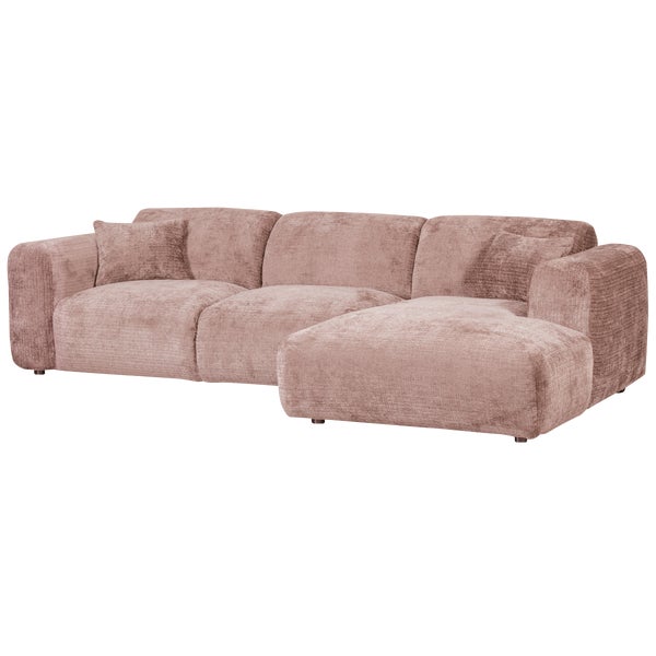 De Eekhoorn CLOUD CHAISE LONGUE BANK RECHTS CHENILLE TAUPE/ROZE