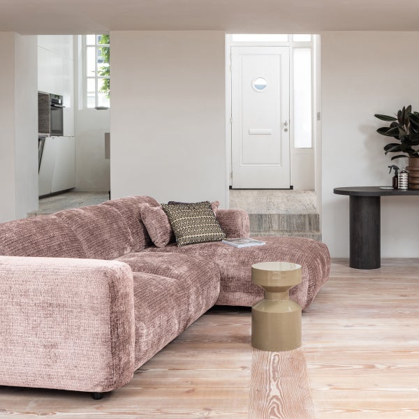 De Eekhoorn CLOUD CHAISE LONGUE BANK RECHTS CHENILLE TAUPE/ROZE