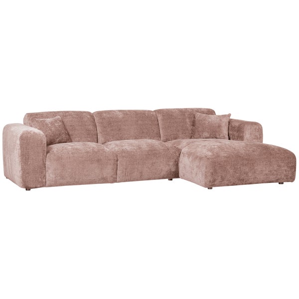 de eekhoorn CLOUD CHAISE LONGUE BANK RECHTS CHENILLE TAUPE/ROZE