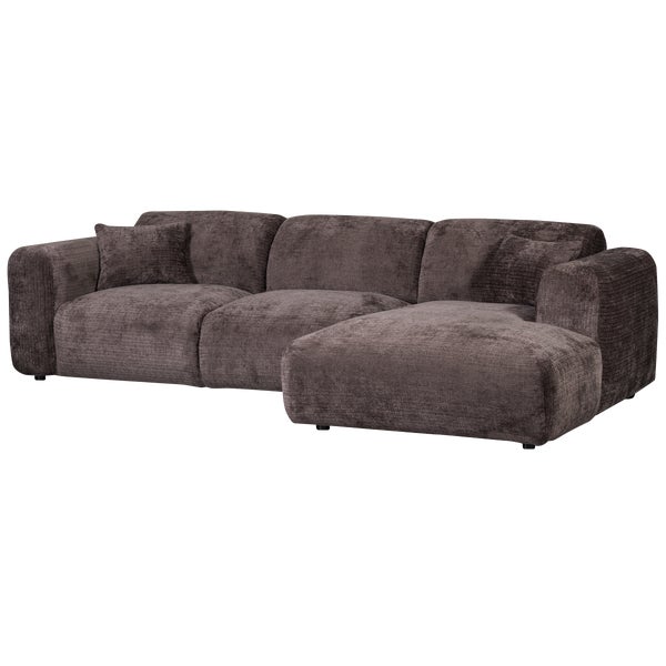 De Eekhoorn CLOUD CHAISE LONGUE BANK RECHTS CHENILLE WARM BRUIN