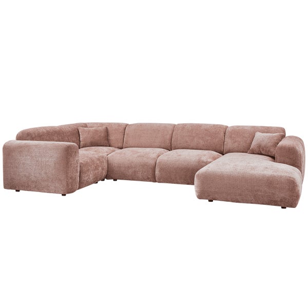 De Eekhoorn CLOUD HOEKBANK LINKS GEWEVEN CHENILLE TAUPE/ROZE
