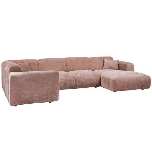 de eekhoorn CLOUD HOEKBANK LINKS GEWEVEN CHENILLE TAUPE/ROZE