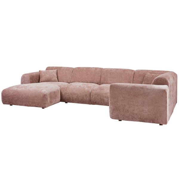 de eekhoorn CLOUD HOEKBANK RECHTS GEWEVEN CHENILLE TAUPE/ROZE