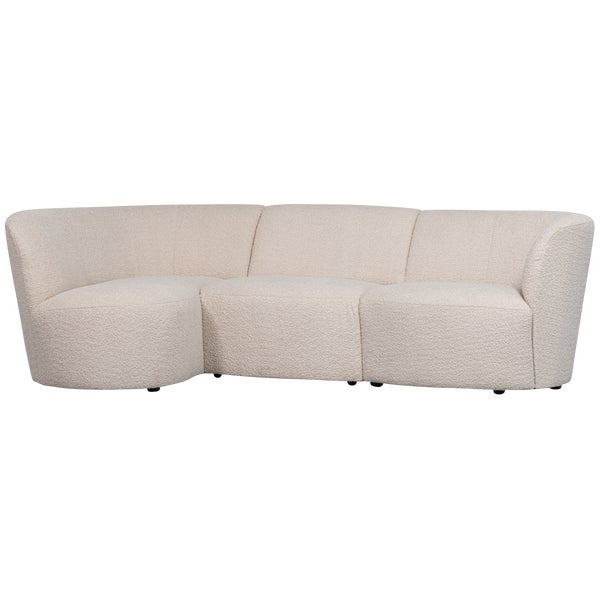 De Eekhoorn COCO 3-ZITS BANK RONDING LINKS BOUCLÉ CRÈME