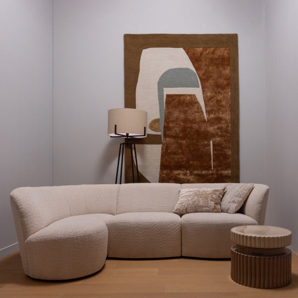 De Eekhoorn COCO 3-ZITS BANK RONDING LINKS BOUCLÉ CRÈME