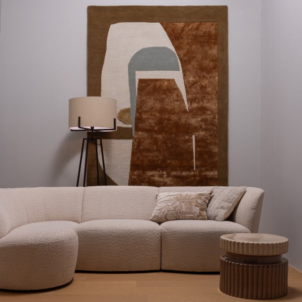 De Eekhoorn COCO 3-ZITS BANK RONDING LINKS BOUCLÉ CRÈME