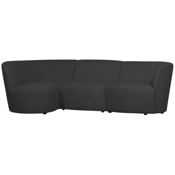 De Eekhoorn COCO 3-ZITS BANK RONDING LINKS BOUCLÉ DONKERGRIJS