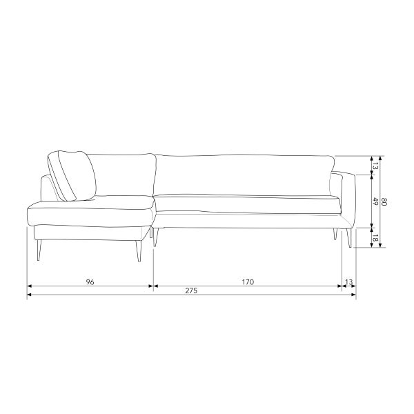De Eekhoorn CREW HOEKBANK LINKS SUEDE DONKERGRIJS