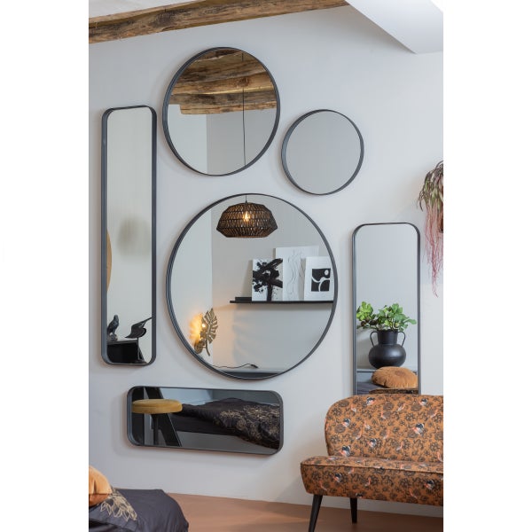 De Eekhoorn DOUTZEN SPIEGEL METAAL ZWART 170X40 CM