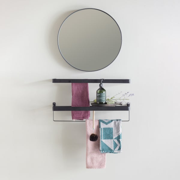 De Eekhoorn DOUTZEN SPIEGEL METAAL ZWART Ø50 CM