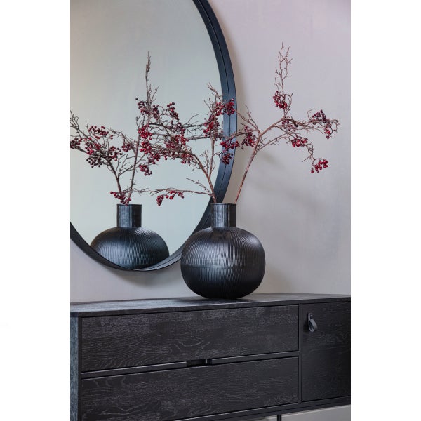 De Eekhoorn DOUTZEN SPIEGEL METAAL ZWART Ø80 CM