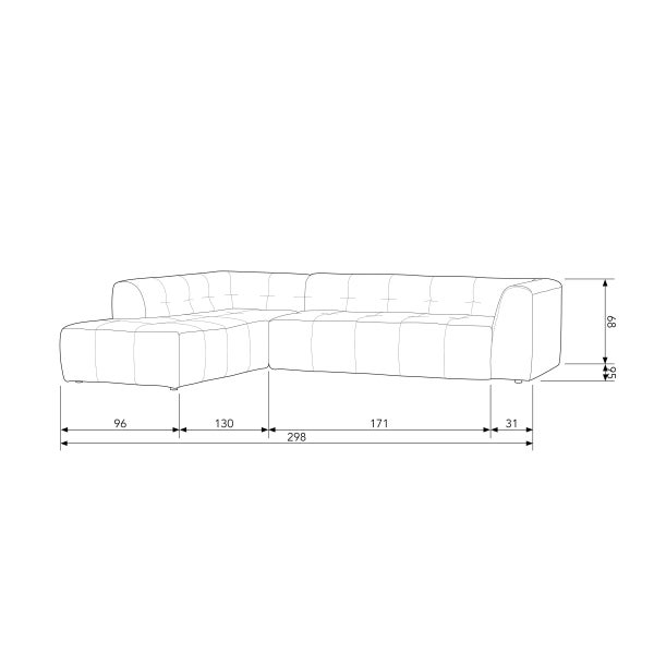 De Eekhoorn GRID HOEKBANK LINKS GEWEVEN STOF ZAND