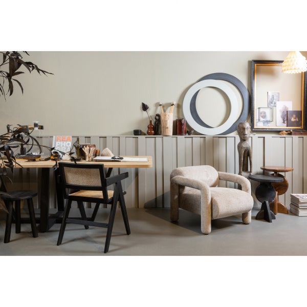 De Eekhoorn GUNN EETKAMERSTOEL RATTAN/HOUT ZWART