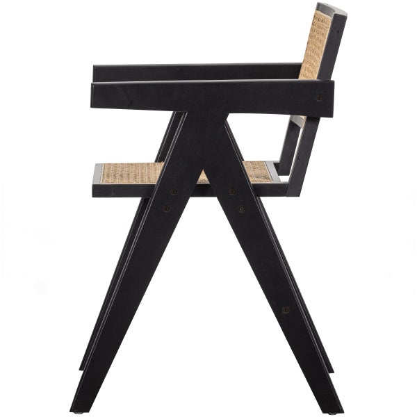 de eekhoorn GUNN EETKAMERSTOEL RATTAN/HOUT ZWART