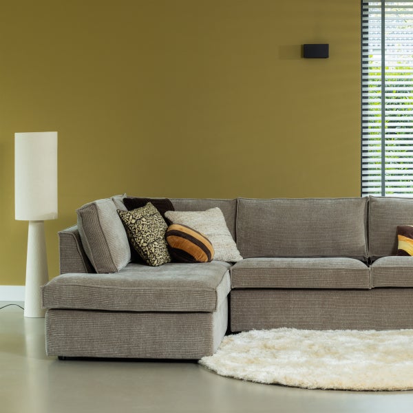 De Eekhoorn HAJO HOEKBANK LINKS RIBSTOF CLAY