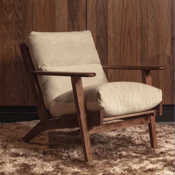 De Eekhoorn HOUSTON FAUTEUIL BOUCLÉ/HOUT NATUREL