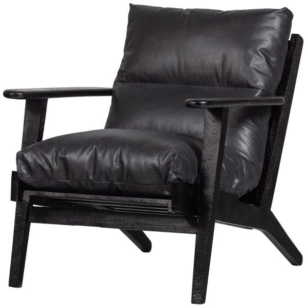 De Eekhoorn HOUSTON FAUTEUIL LEER/HOUT ZWART