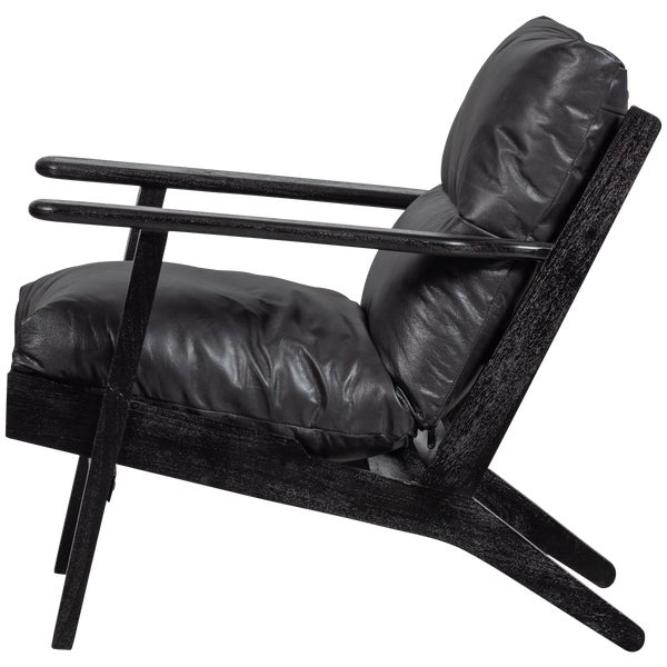 de eekhoorn HOUSTON FAUTEUIL LEER/HOUT ZWART