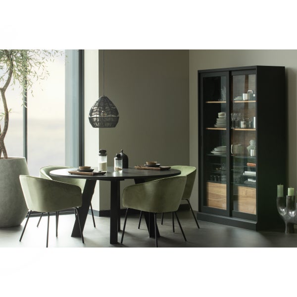 De Eekhoorn JAMES VITRINEKAST ZWART/WALNOOT [fsc]