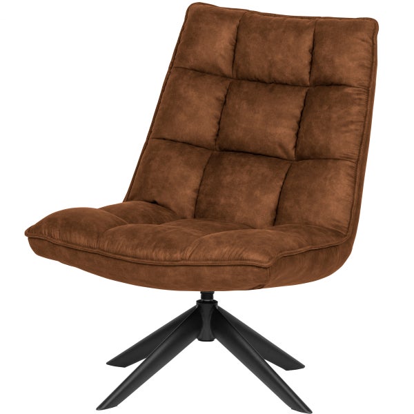 De Eekhoorn JOUKE DRAAIFAUTEUIL LEERLOOK COGNAC