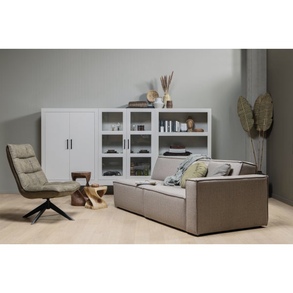 De Eekhoorn JOUKE DRAAIFAUTEUIL LEERLOOK GROEN