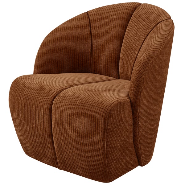 De Eekhoorn MOJO DRAAIFAUTEUIL RIBSTOF ROESTBRUIN