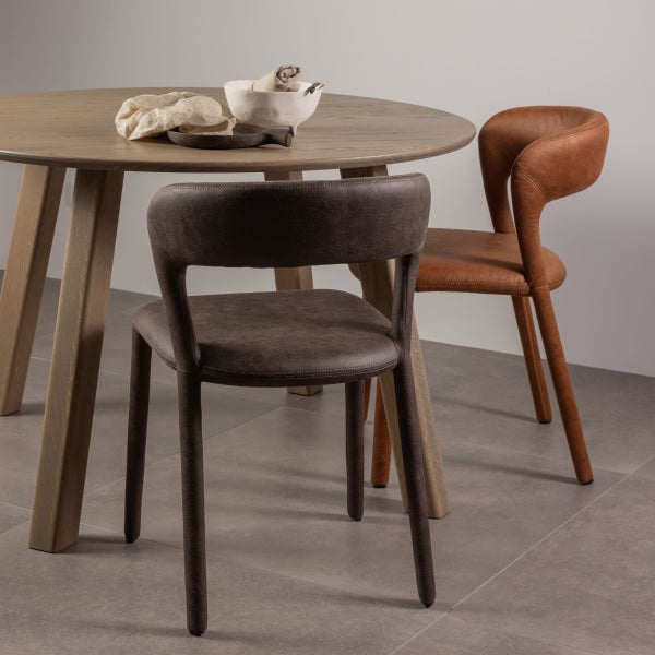 De Eekhoorn NOBLE EETKAMERSTOEL LEERLOOK COGNAC