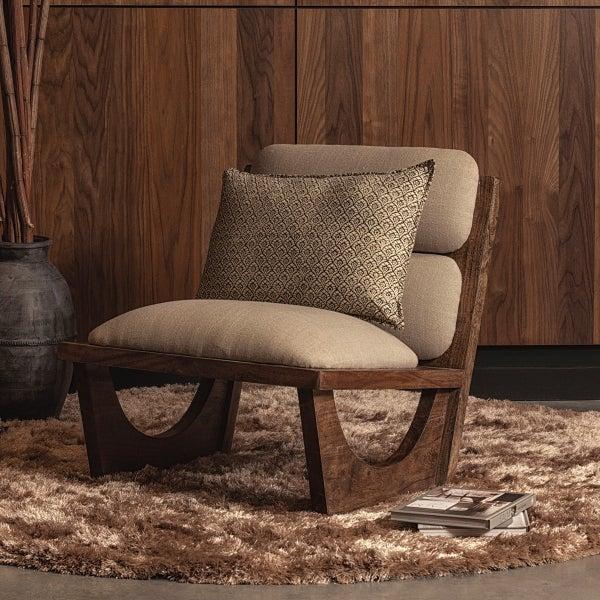 De Eekhoorn OPULENT FAUTEUIL BOUCLÉ/HOUT NATUREL