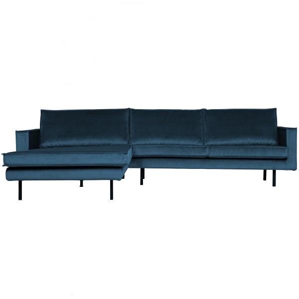De Eekhoorn RODEO CHAISE LONGUE LINKS VELVET BLAUW